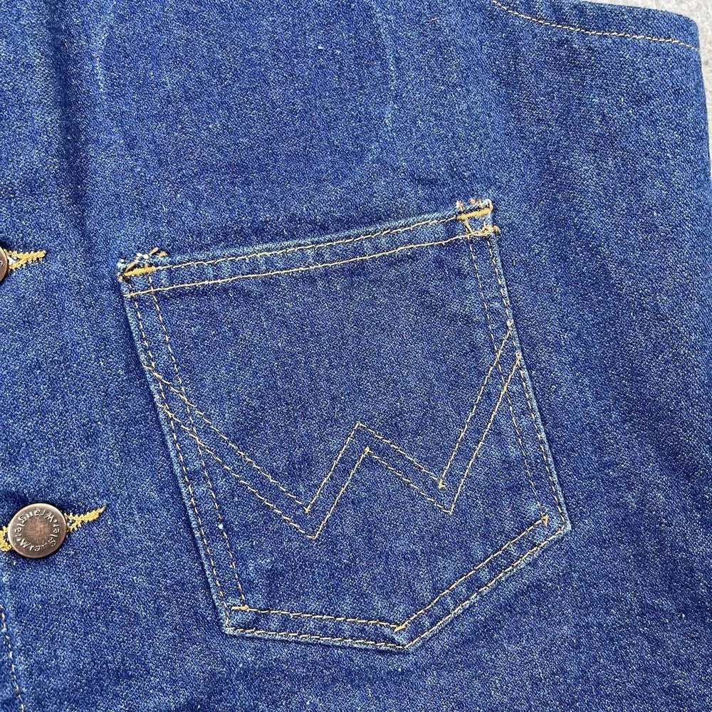 Vintage Wrangler Vest Men's M 90s Western Denim Jacket Button Up Retro USA Made